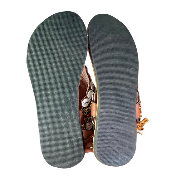 Rose Sandals Women's EU 42 US 11-11.5 Multicolored Beaded Thong Sandals - Picture 8 of 8